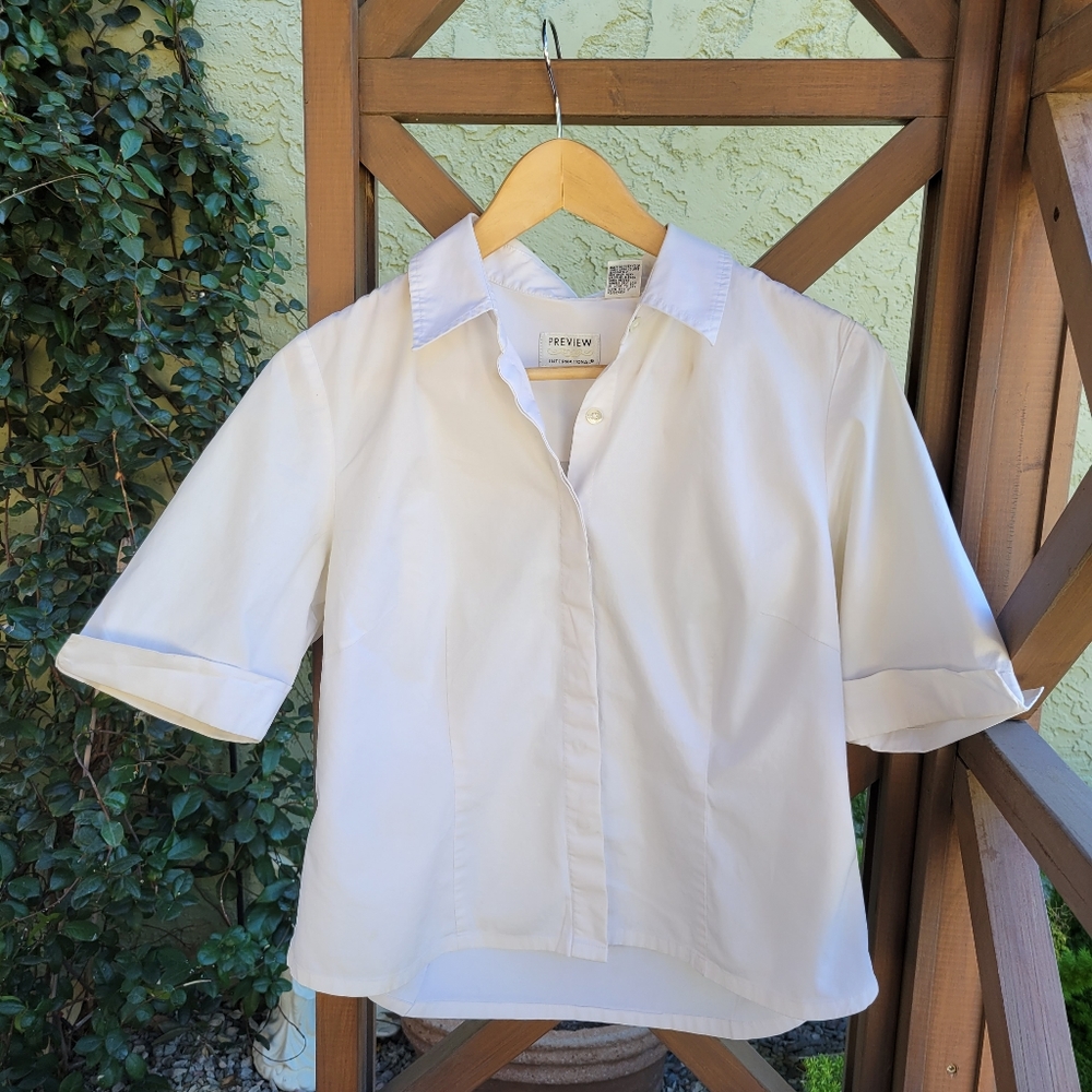 Preview International Womens Stretch Button Down Blouse Size Large